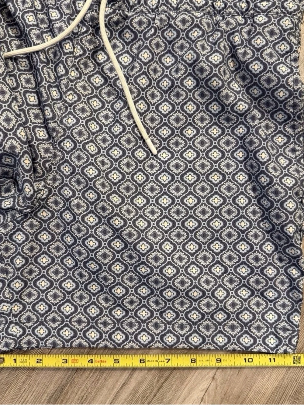Abercrombie & Fitch Navy and White Geometric Swim Shorts - Picture 9 of 9